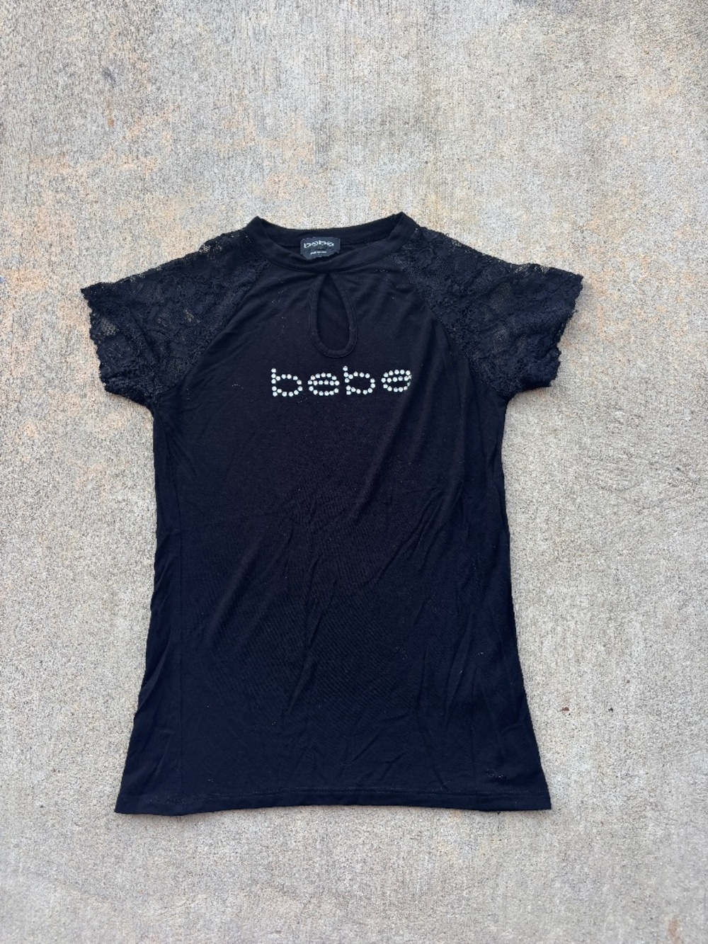 Y2K Bebe Lace Keyhole Top